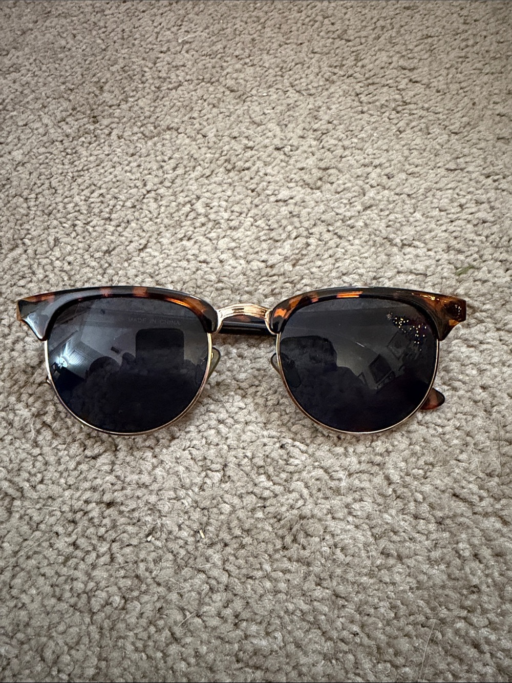 J. Crew Tortoiseshell Clubmaster Sunglasses with Black Lenses